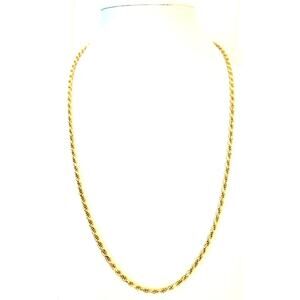 Sterling Silver 925 3mm Rope Italy Necklace Gold Finish New 20"
